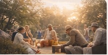 Community outreach gathering outdoors