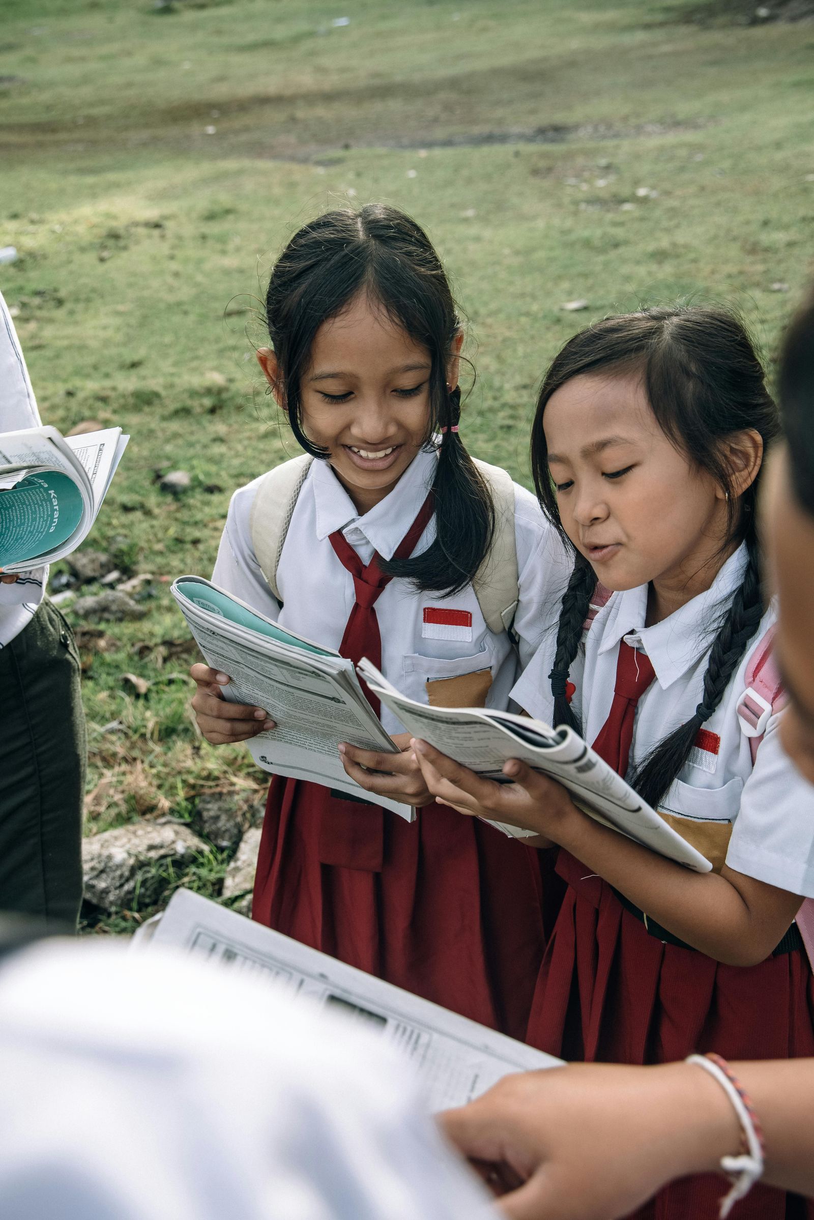 Children learning together outdoors