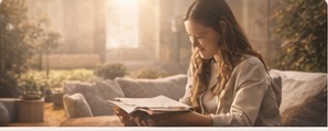 Person reading the Bible in soft evening light